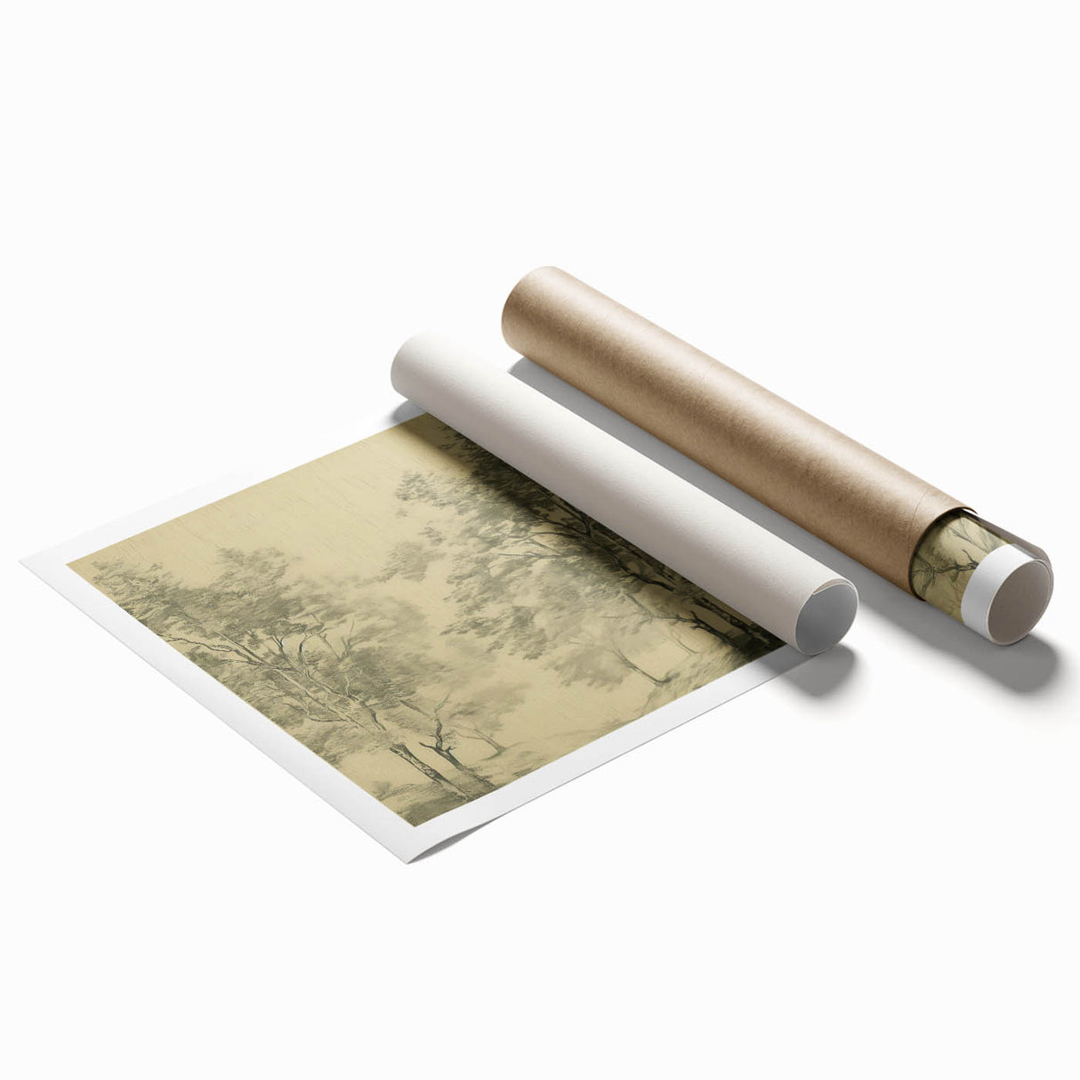 Vintage Botanical Art Prints – Scenic Tree Landscape Drawing