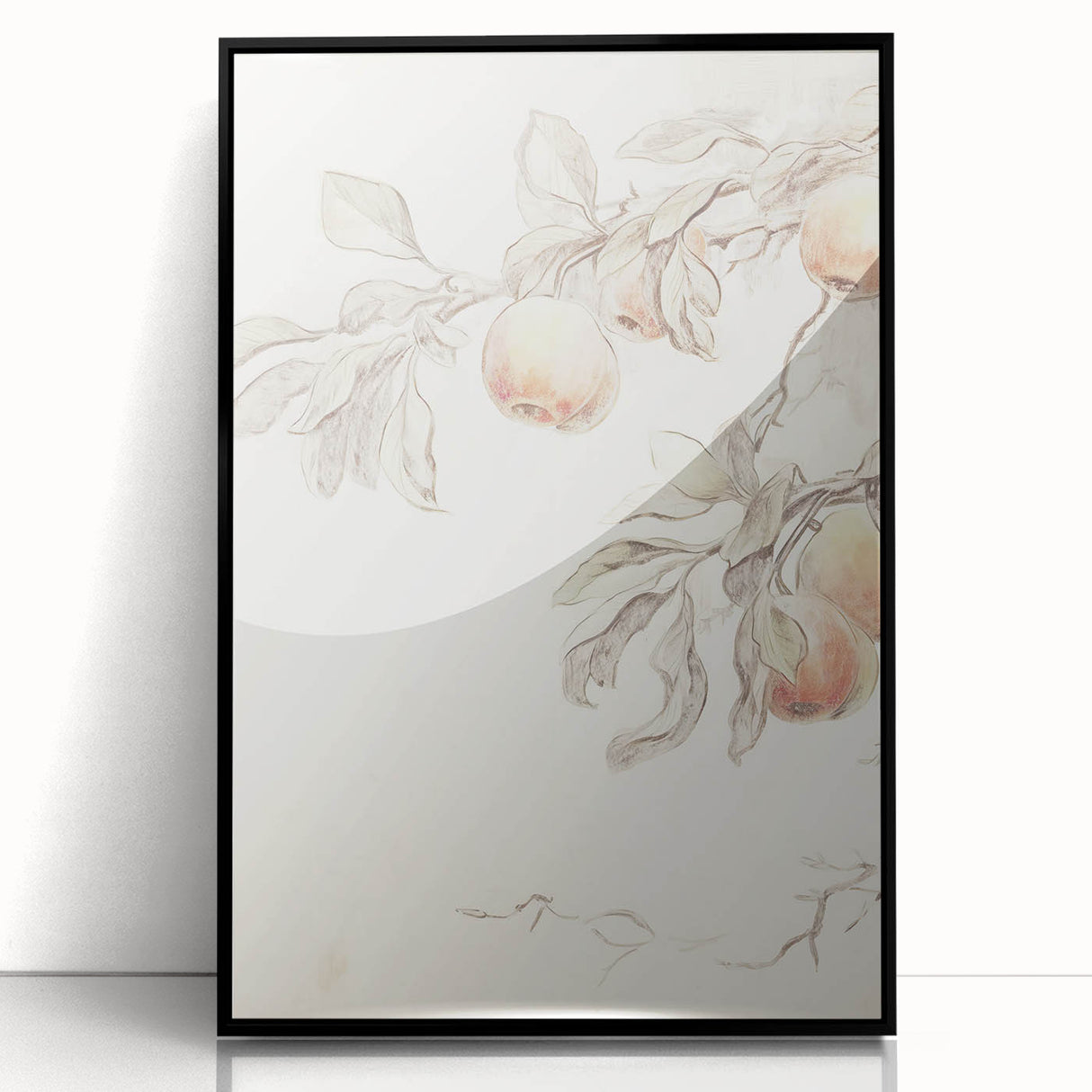 Vintage Botanical Art Prints – Apple Branch Pencil Drawing