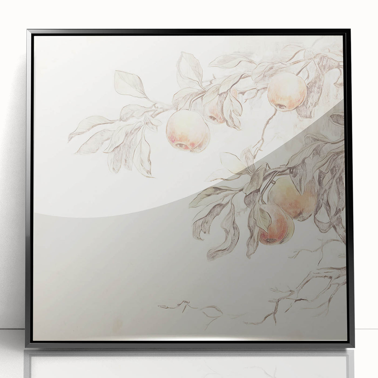 Vintage Botanical Art Prints – Apple Branch Pencil Drawing