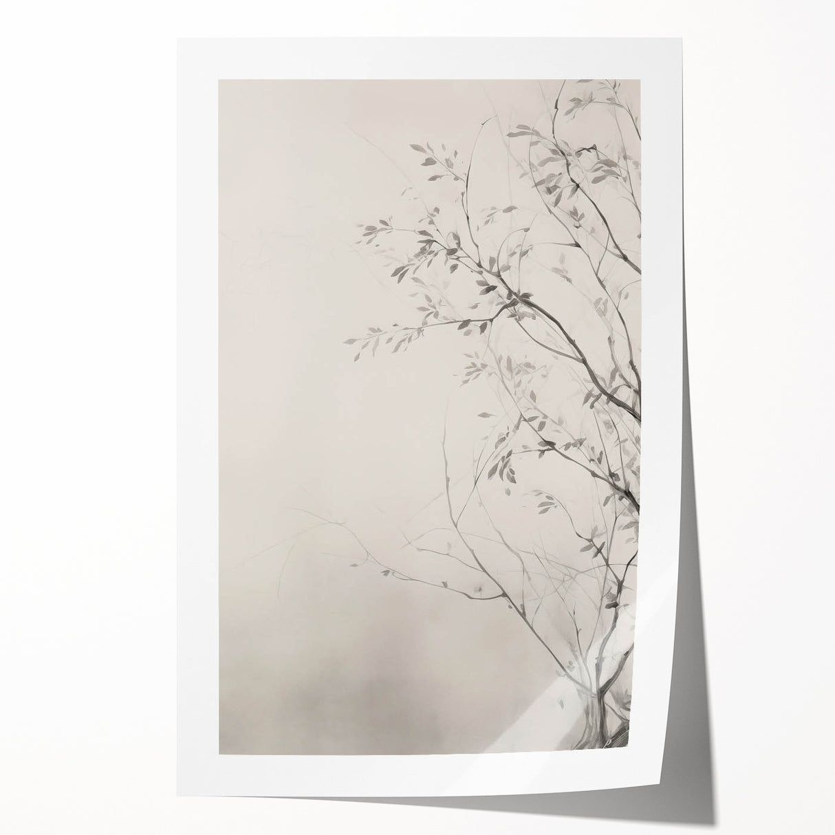 Vintage Botanical Art Prints – Elegant Branch Pencil Drawing