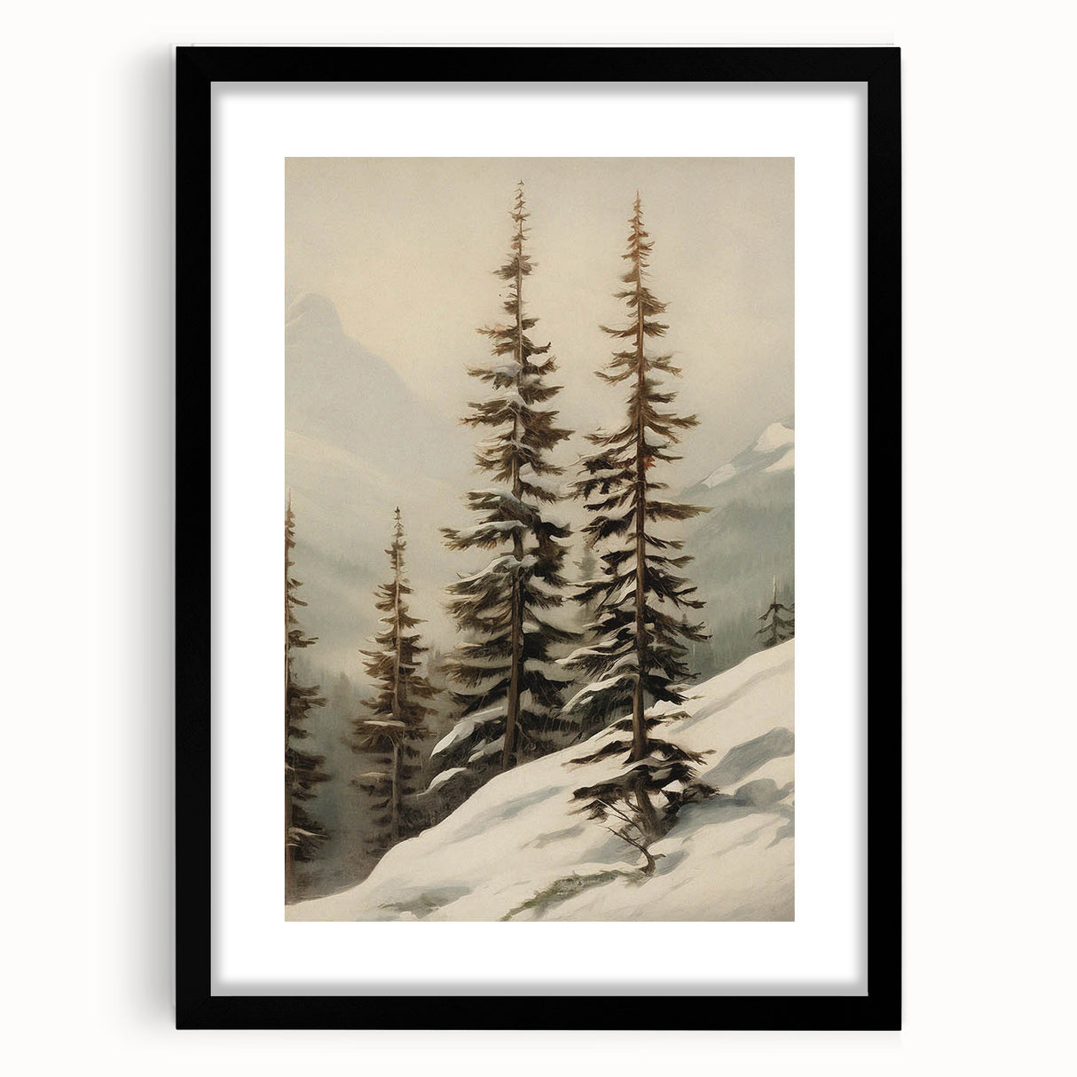 Vintage Winter Landscape Print – Botanical Nature Wall Art