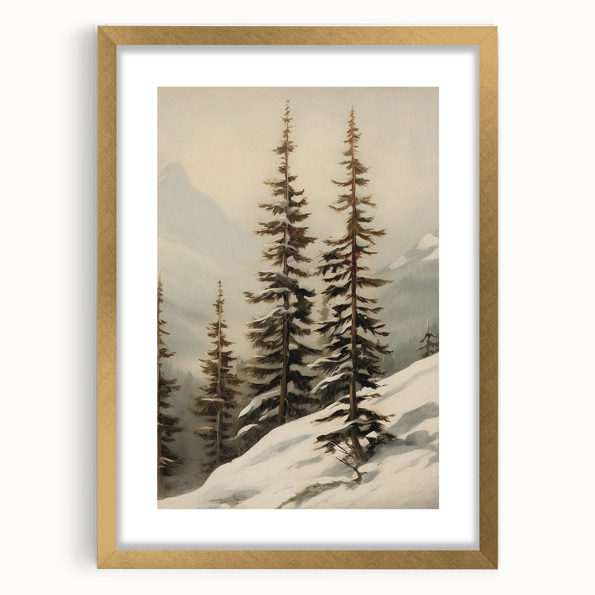 Vintage Winter Landscape Print – Botanical Nature Wall Art