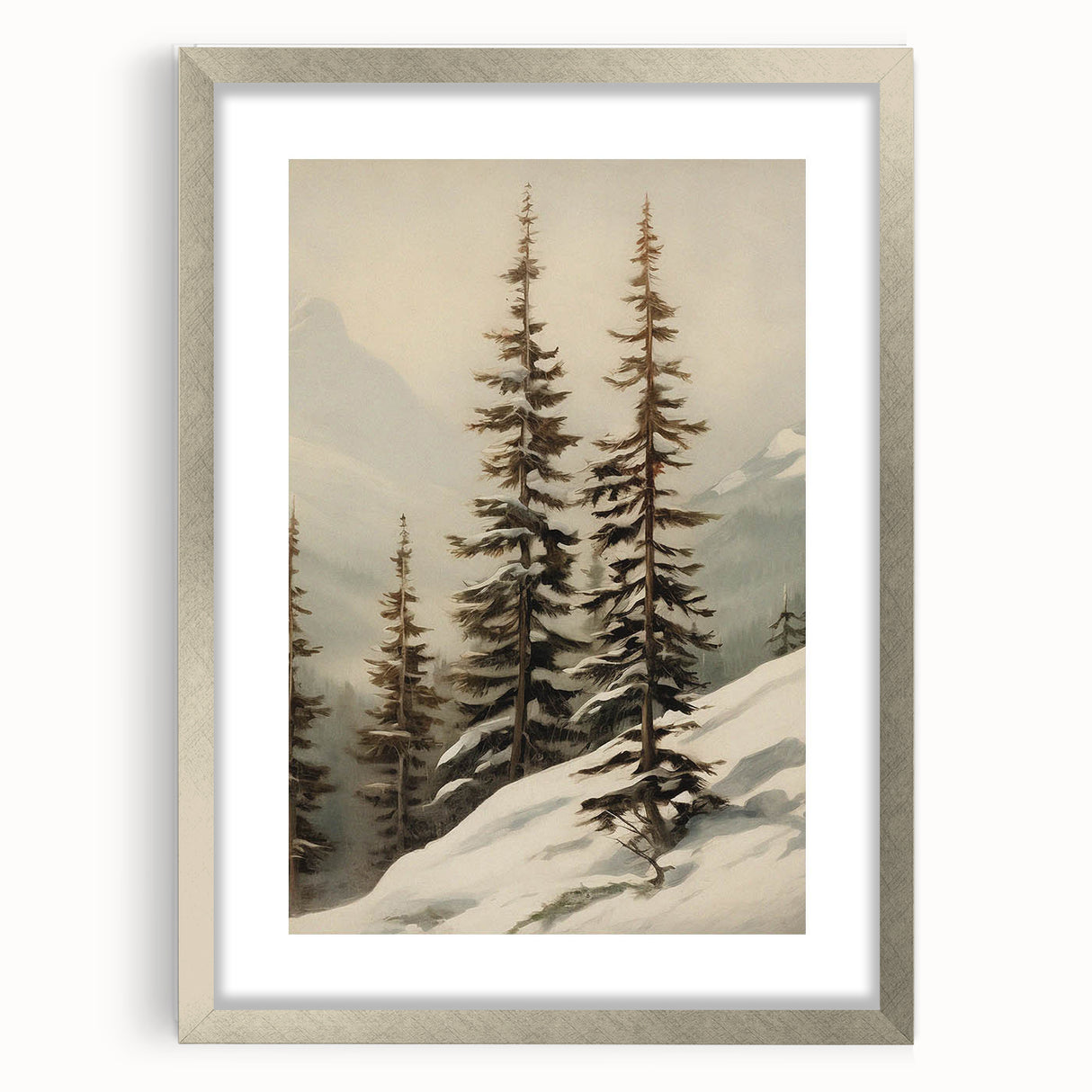 Vintage Winter Landscape Print – Botanical Nature Wall Art