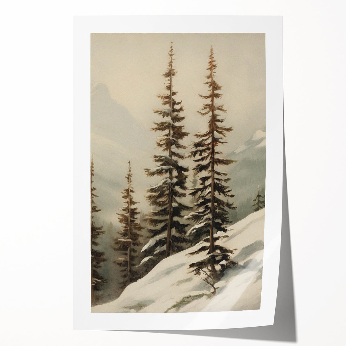 Vintage Winter Landscape Print – Botanical Nature Wall Art