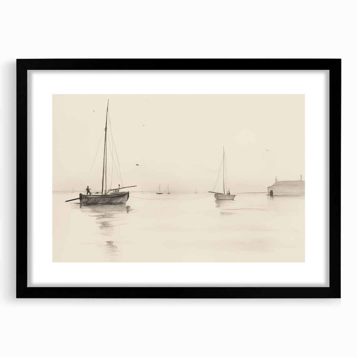 Serene Vintage Landscape Art – Classic Nautical Scene Wall Print