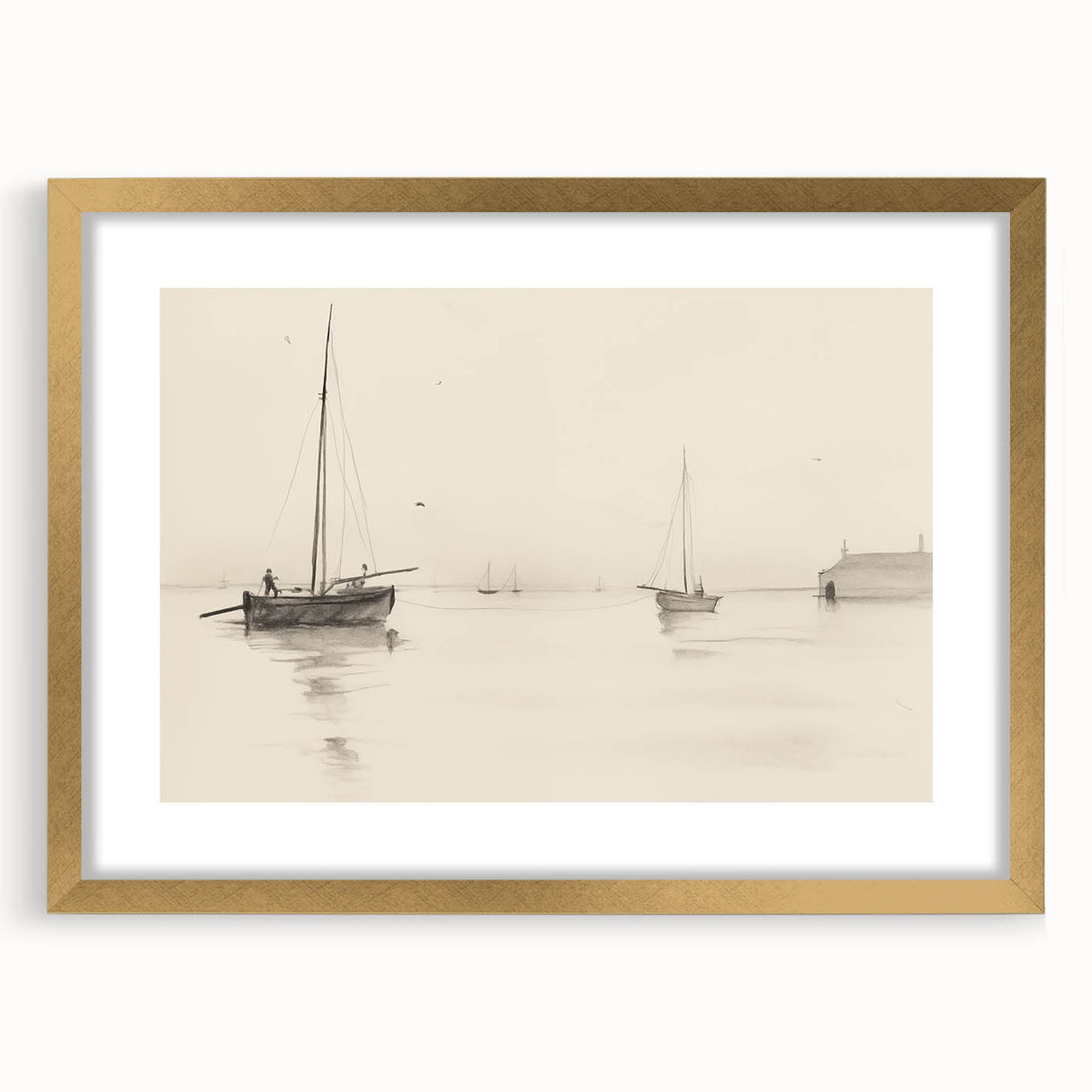 Serene Vintage Landscape Art – Classic Nautical Scene Wall Print