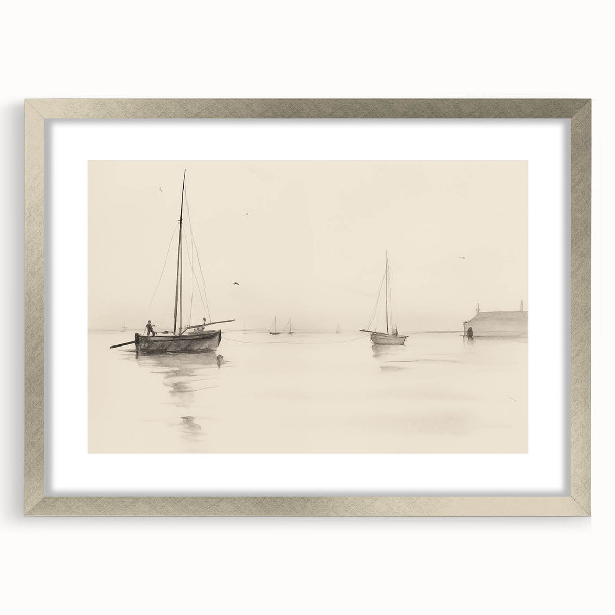 Serene Vintage Landscape Art – Classic Nautical Scene Wall Print