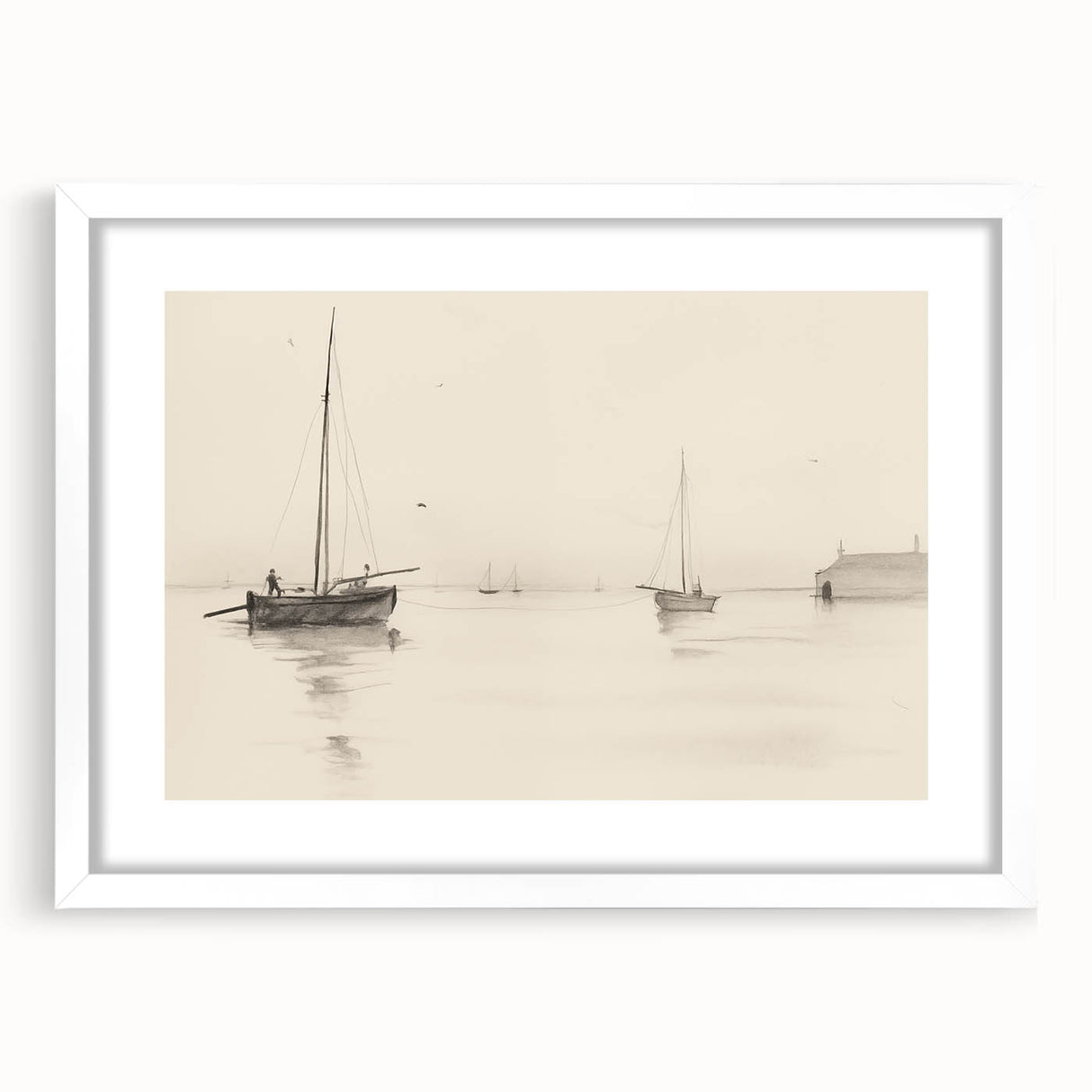 Serene Vintage Landscape Art – Classic Nautical Scene Wall Print
