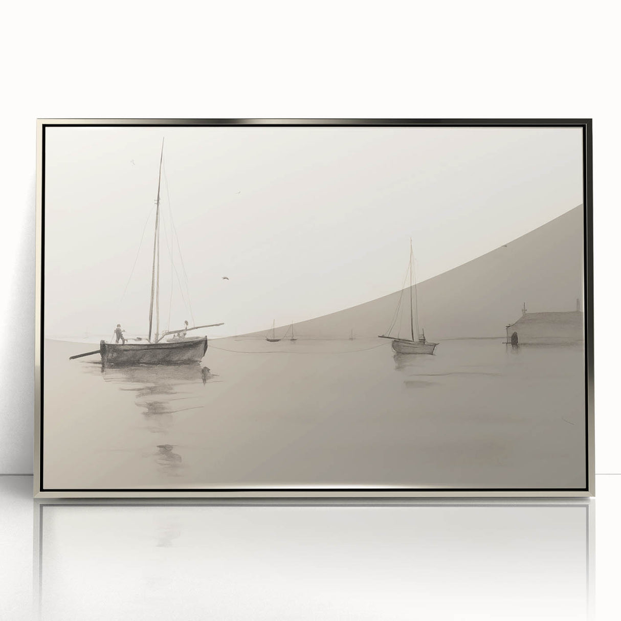 Serene Vintage Landscape Art – Classic Nautical Scene Wall Print