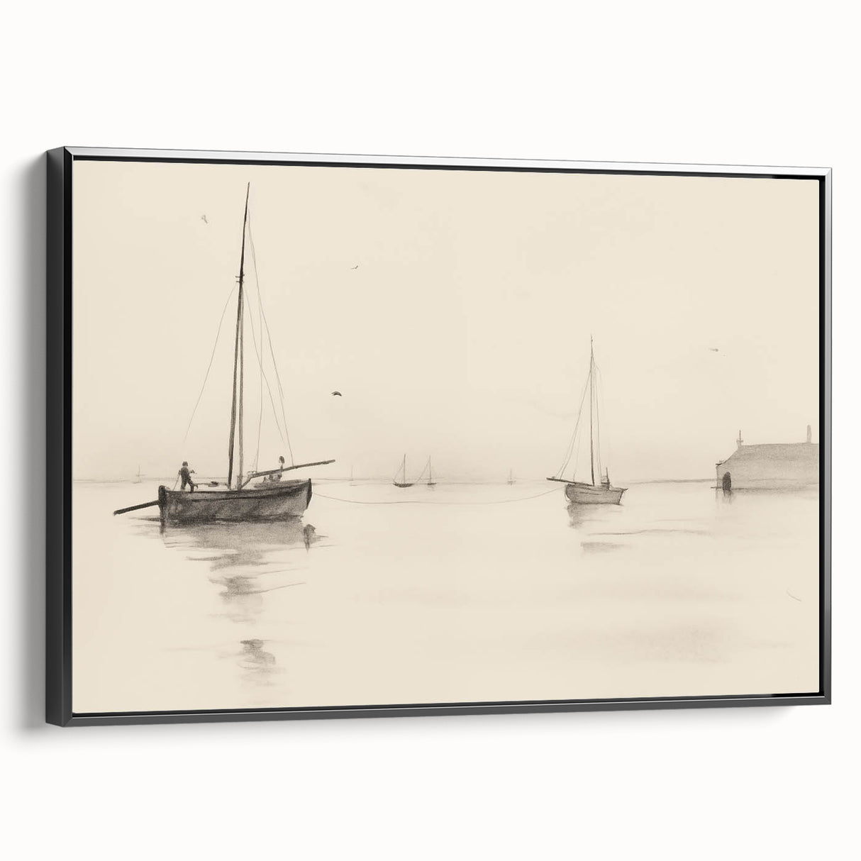 Serene Vintage Landscape Art – Classic Nautical Scene Wall Print