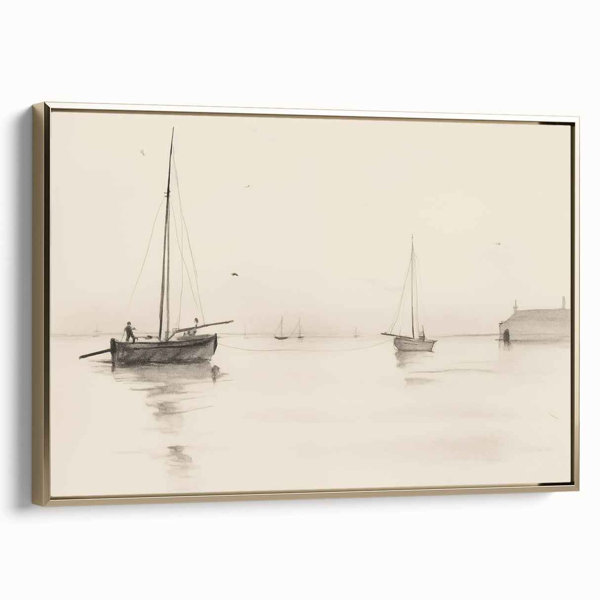Serene Vintage Landscape Art – Classic Nautical Scene Wall Print