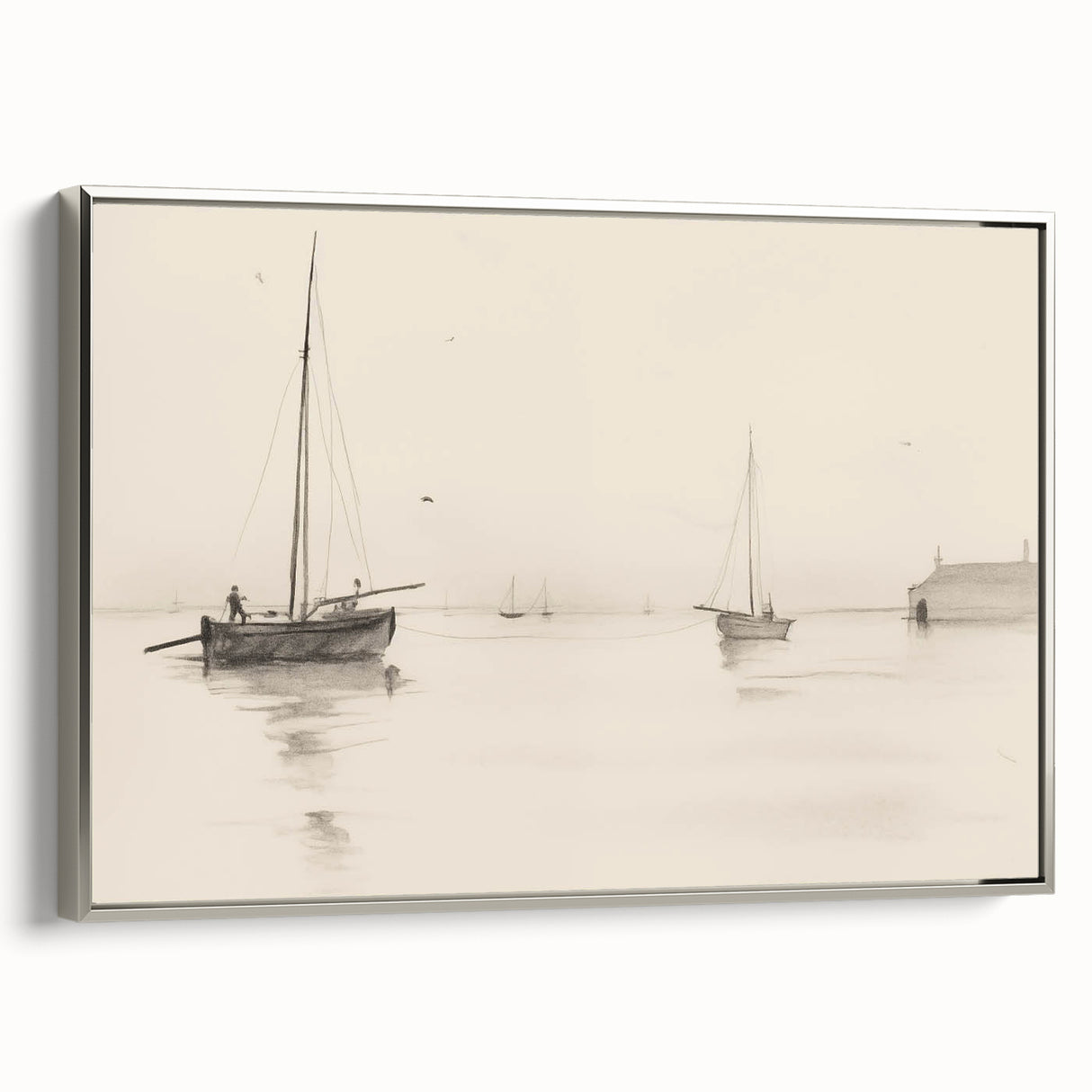 Serene Vintage Landscape Art – Classic Nautical Scene Wall Print