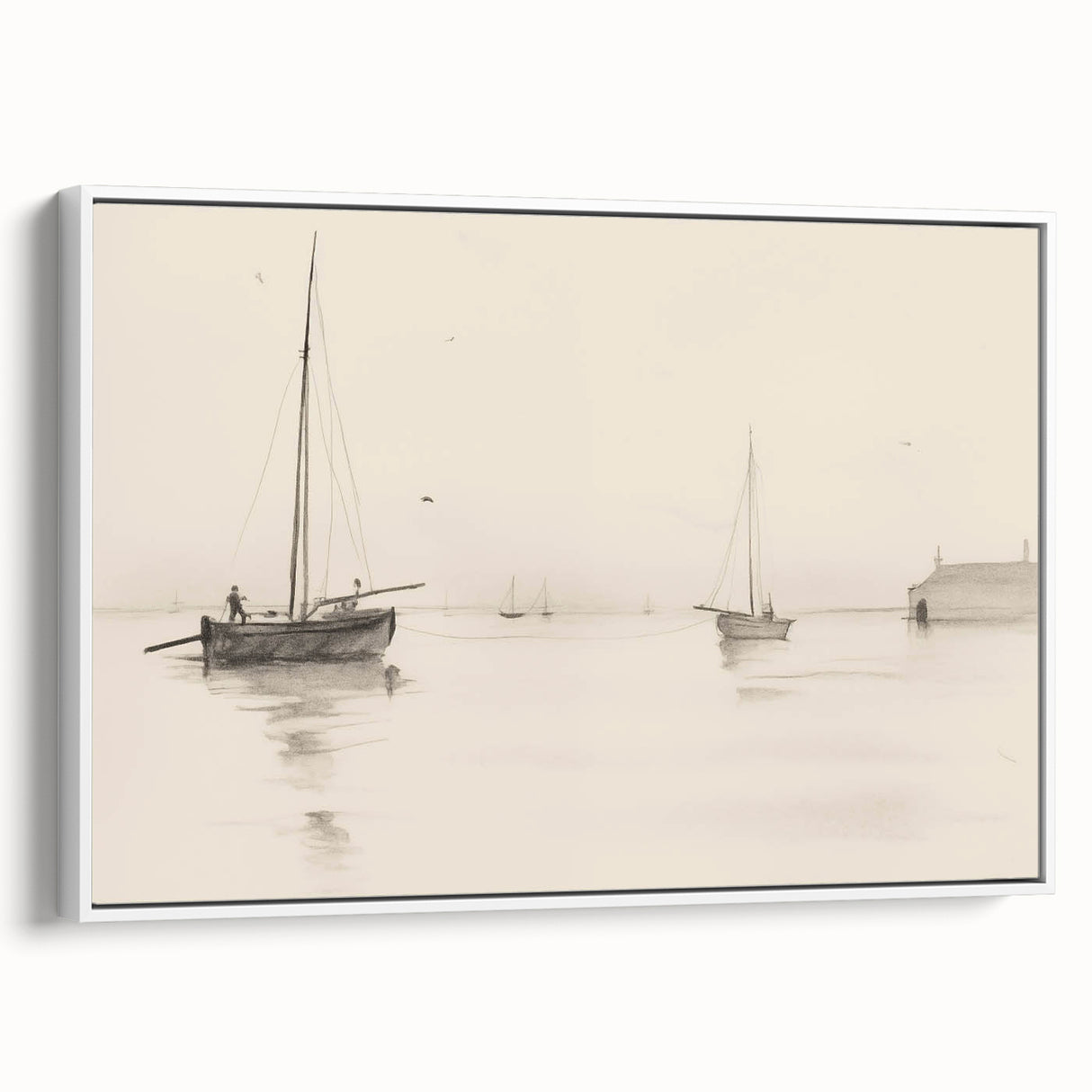 Serene Vintage Landscape Art – Classic Nautical Scene Wall Print