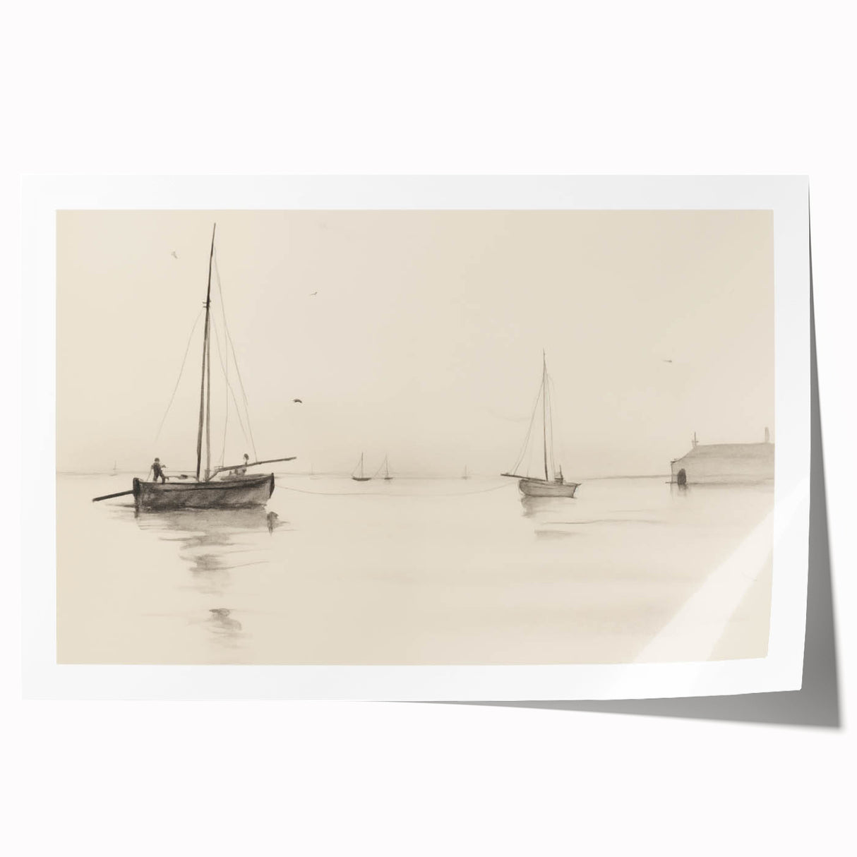 Serene Vintage Landscape Art – Classic Nautical Scene Wall Print