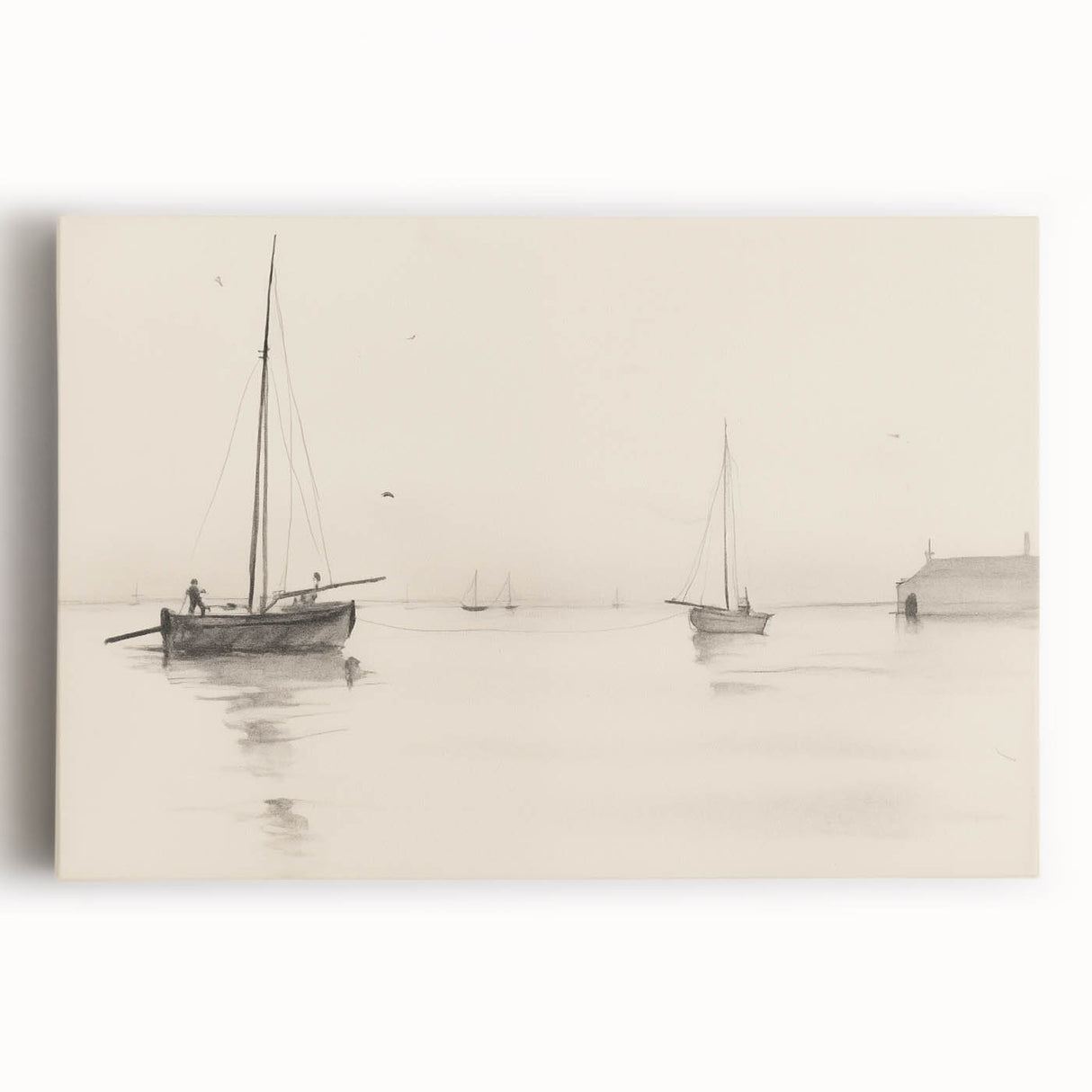 Serene Vintage Landscape Art – Classic Nautical Scene Wall Print