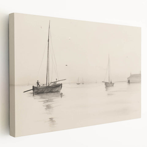 Serene Vintage Landscape Art – Classic Nautical Scene Wall Print