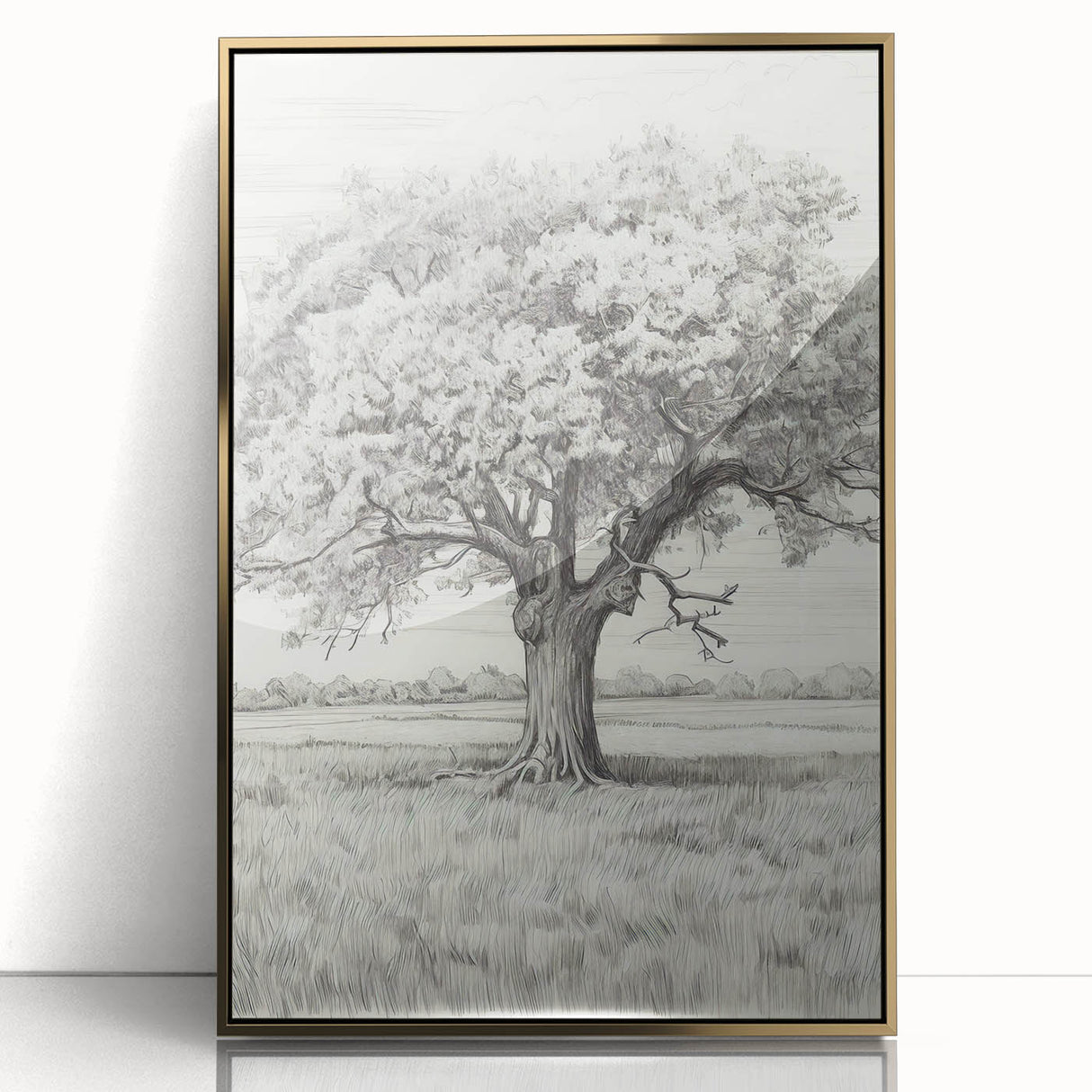 Vintage Oak Tree Sketch Art – Classic Monochrome Nature Print