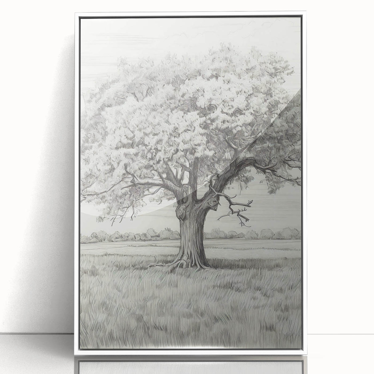 Vintage Oak Tree Sketch Art – Classic Monochrome Nature Print