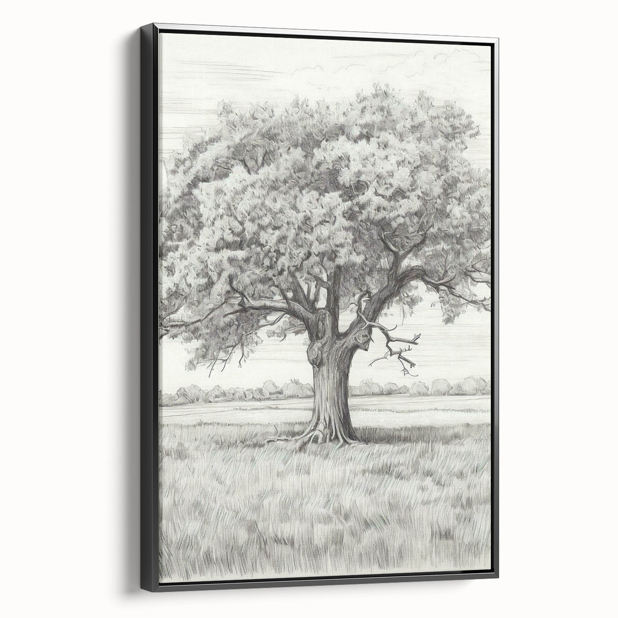 Vintage Oak Tree Sketch Art – Classic Monochrome Nature Print