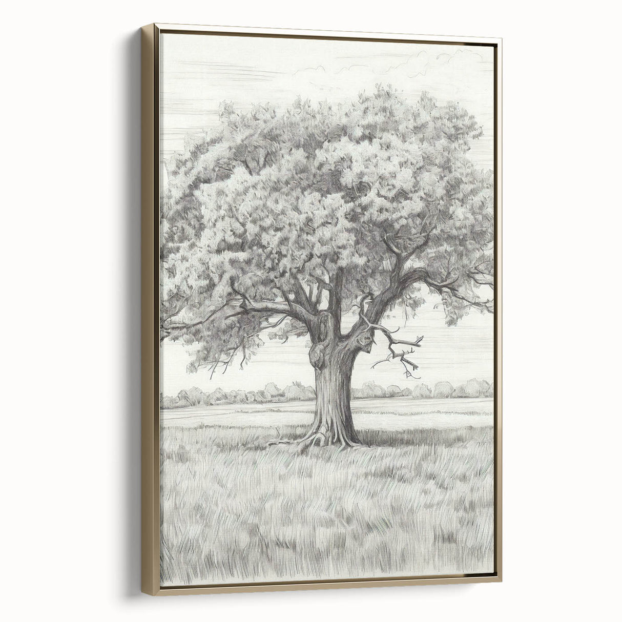 Vintage Oak Tree Sketch Art – Classic Monochrome Nature Print
