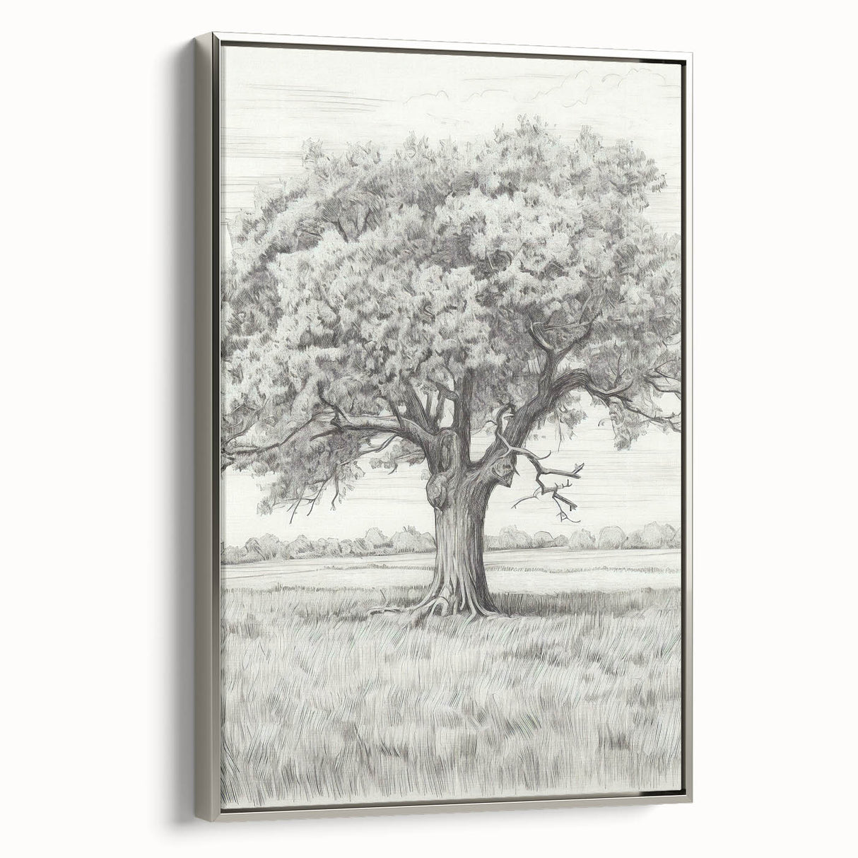 Vintage Oak Tree Sketch Art – Classic Monochrome Nature Print