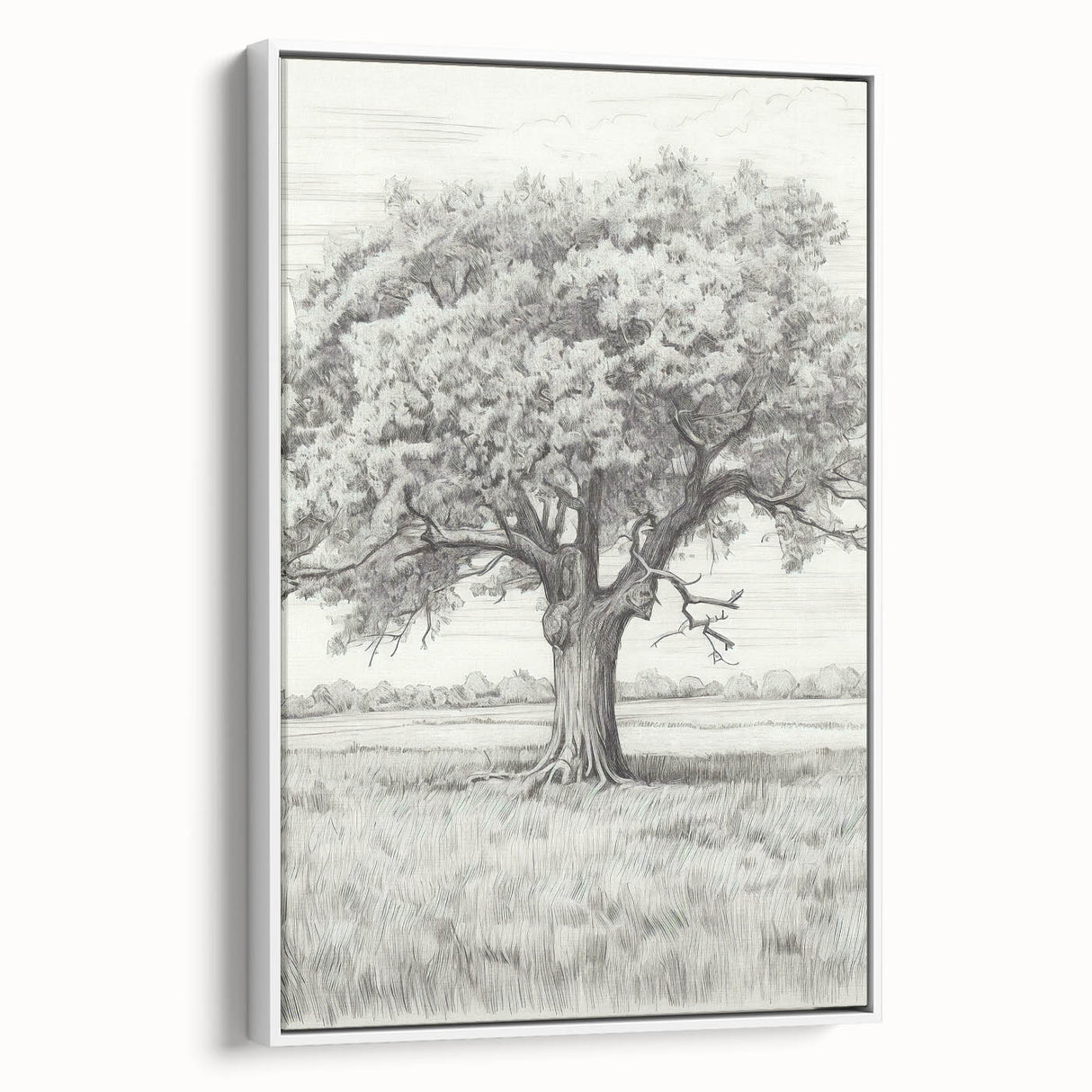 Vintage Oak Tree Sketch Art – Classic Monochrome Nature Print