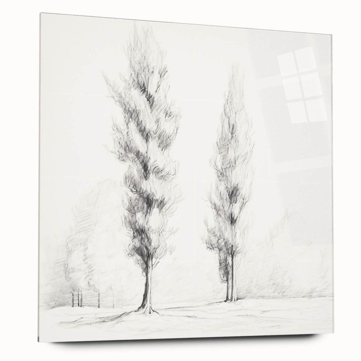 Vintage Sketch Landscape Art – Classic Monochrome Tree Print