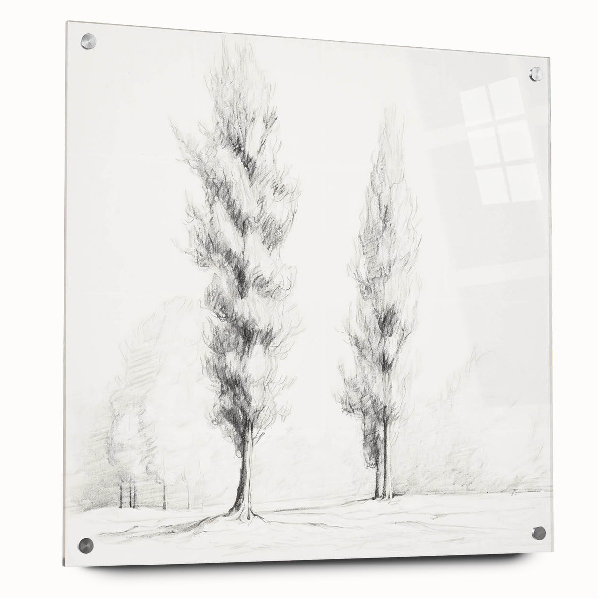 Vintage Sketch Landscape Art – Classic Monochrome Tree Print