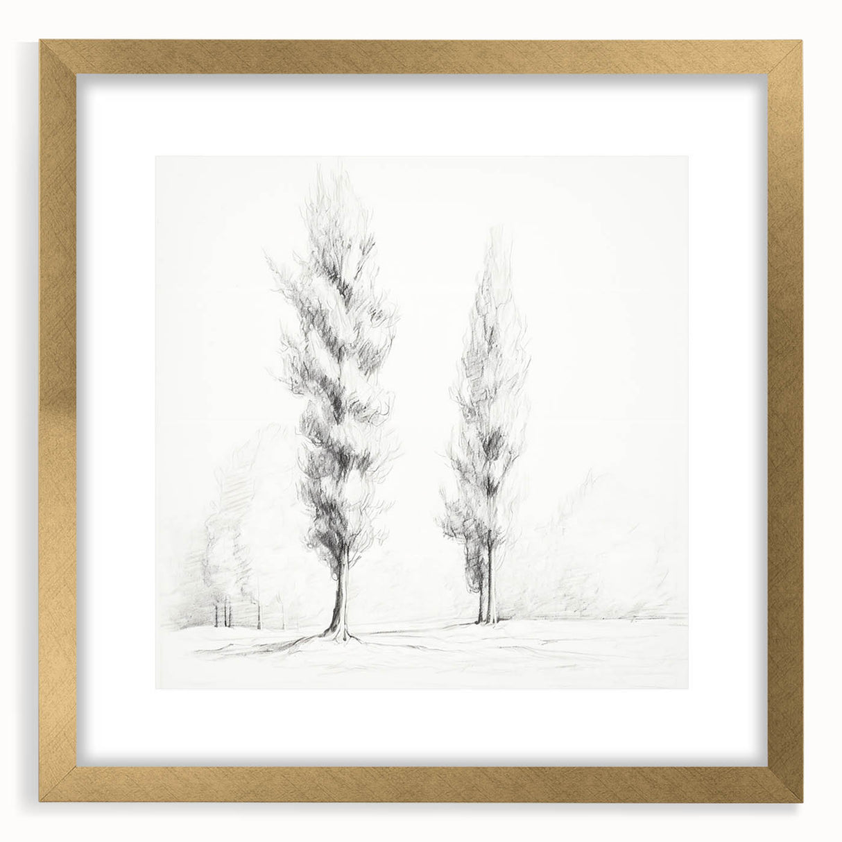 Vintage Sketch Landscape Art – Classic Monochrome Tree Print