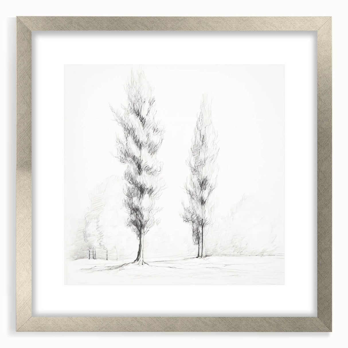 Vintage Sketch Landscape Art – Classic Monochrome Tree Print