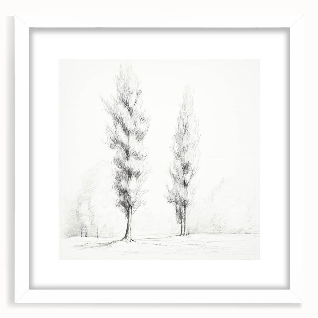 Vintage Sketch Landscape Art – Classic Monochrome Tree Print