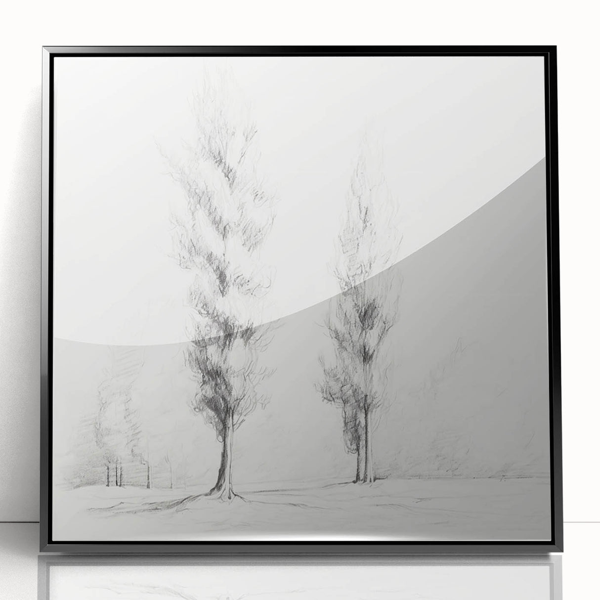 Vintage Sketch Landscape Art – Classic Monochrome Tree Print