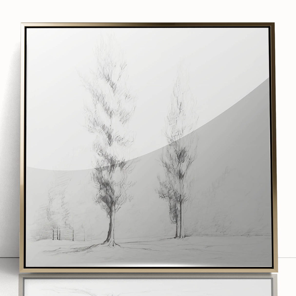 Vintage Sketch Landscape Art – Classic Monochrome Tree Print
