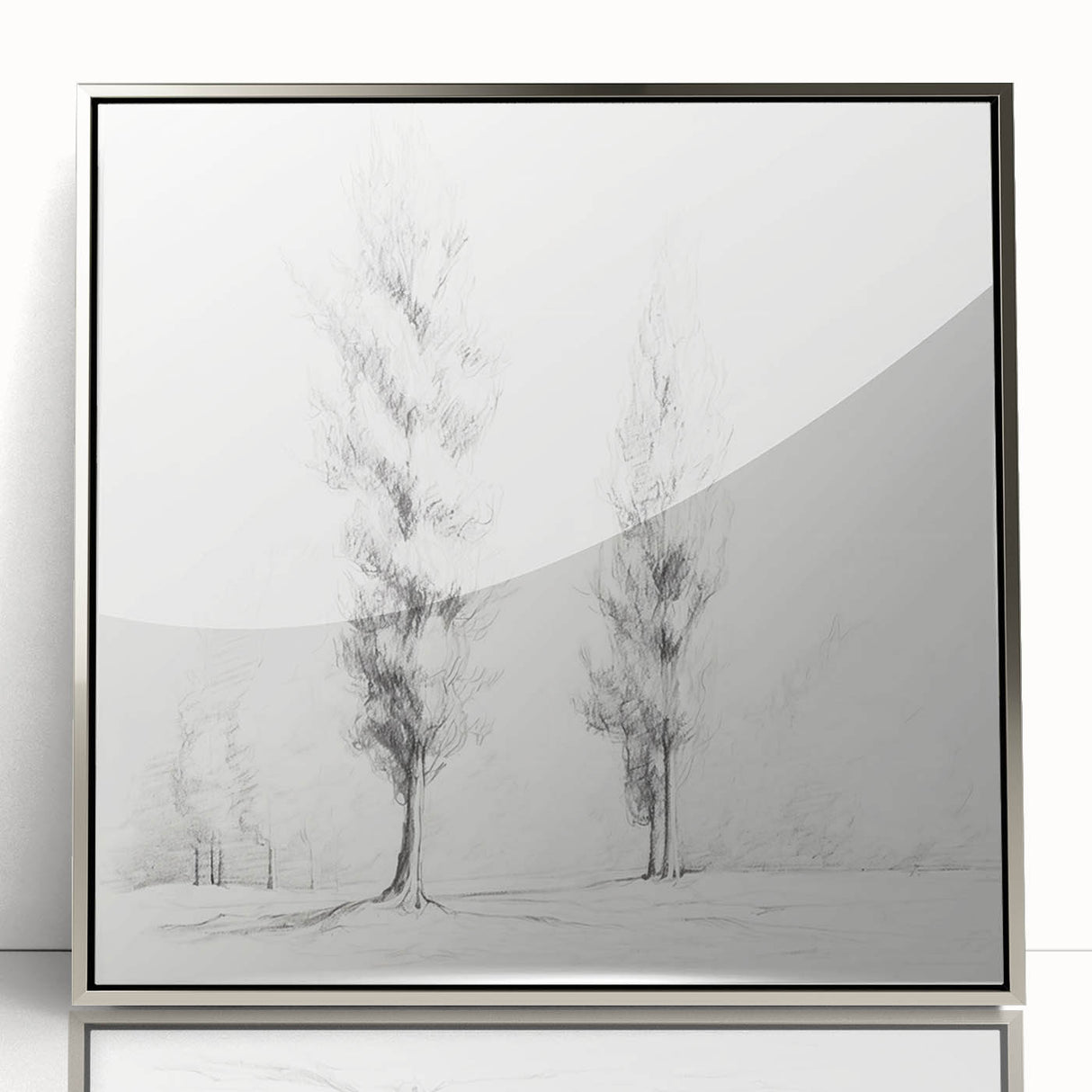 Vintage Sketch Landscape Art – Classic Monochrome Tree Print
