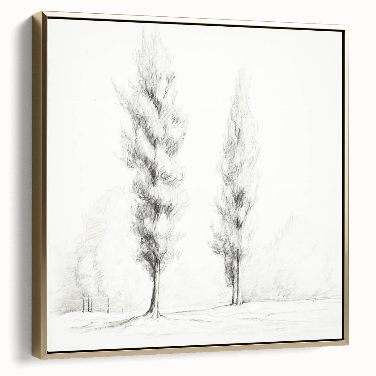Vintage Sketch Landscape Art – Classic Monochrome Tree Print
