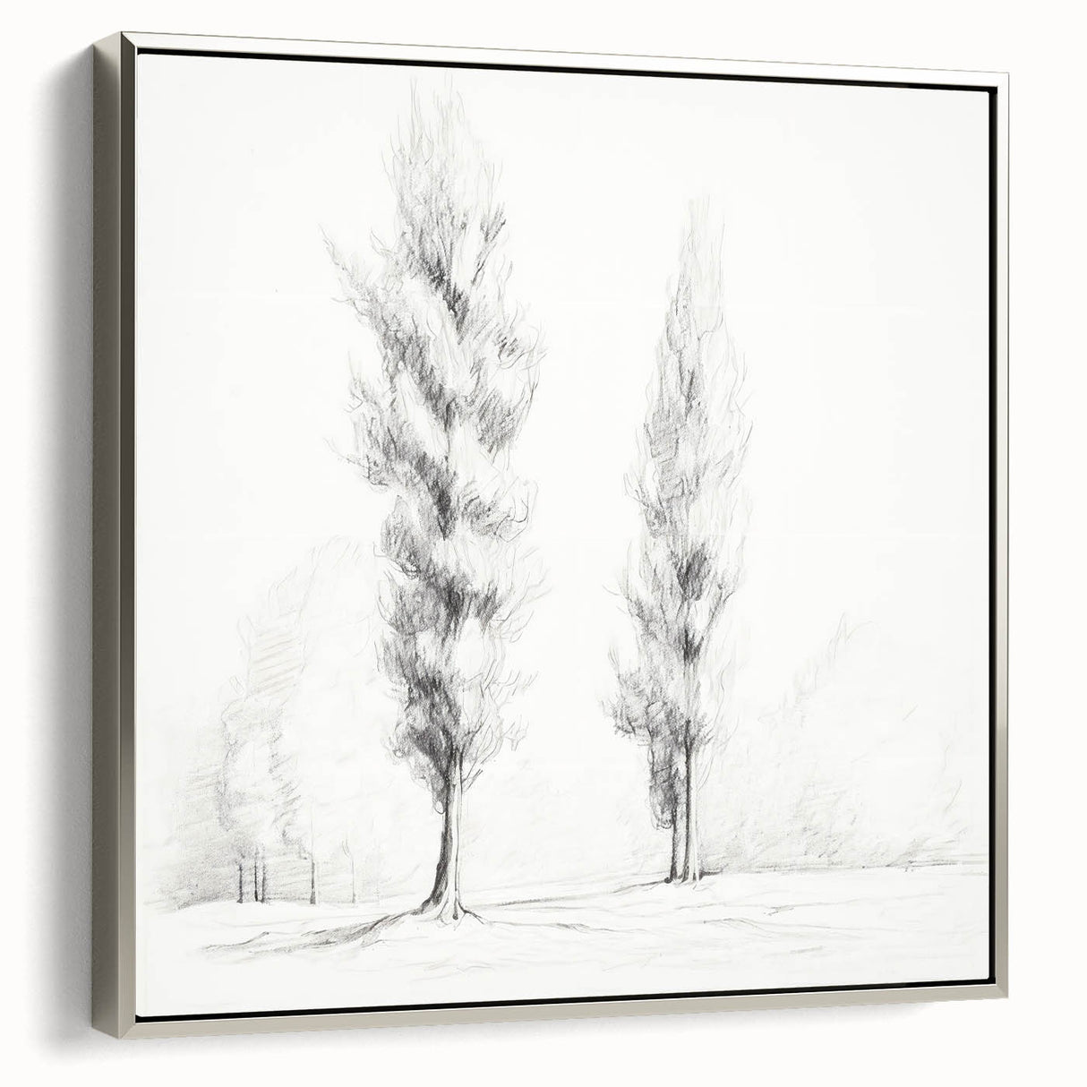 Vintage Sketch Landscape Art – Classic Monochrome Tree Print