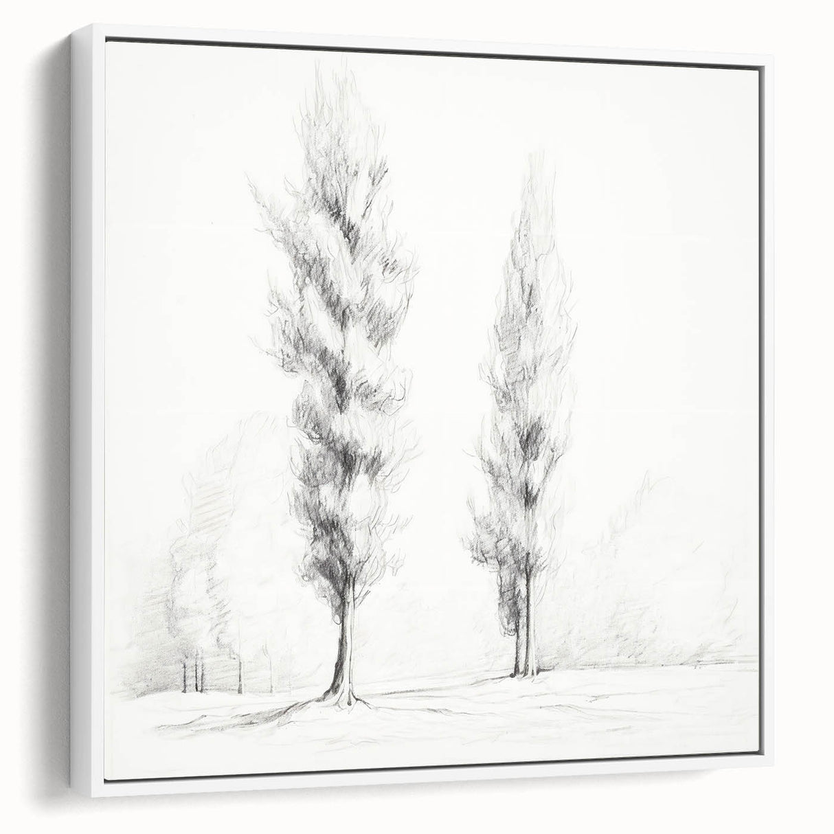 Vintage Sketch Landscape Art – Classic Monochrome Tree Print