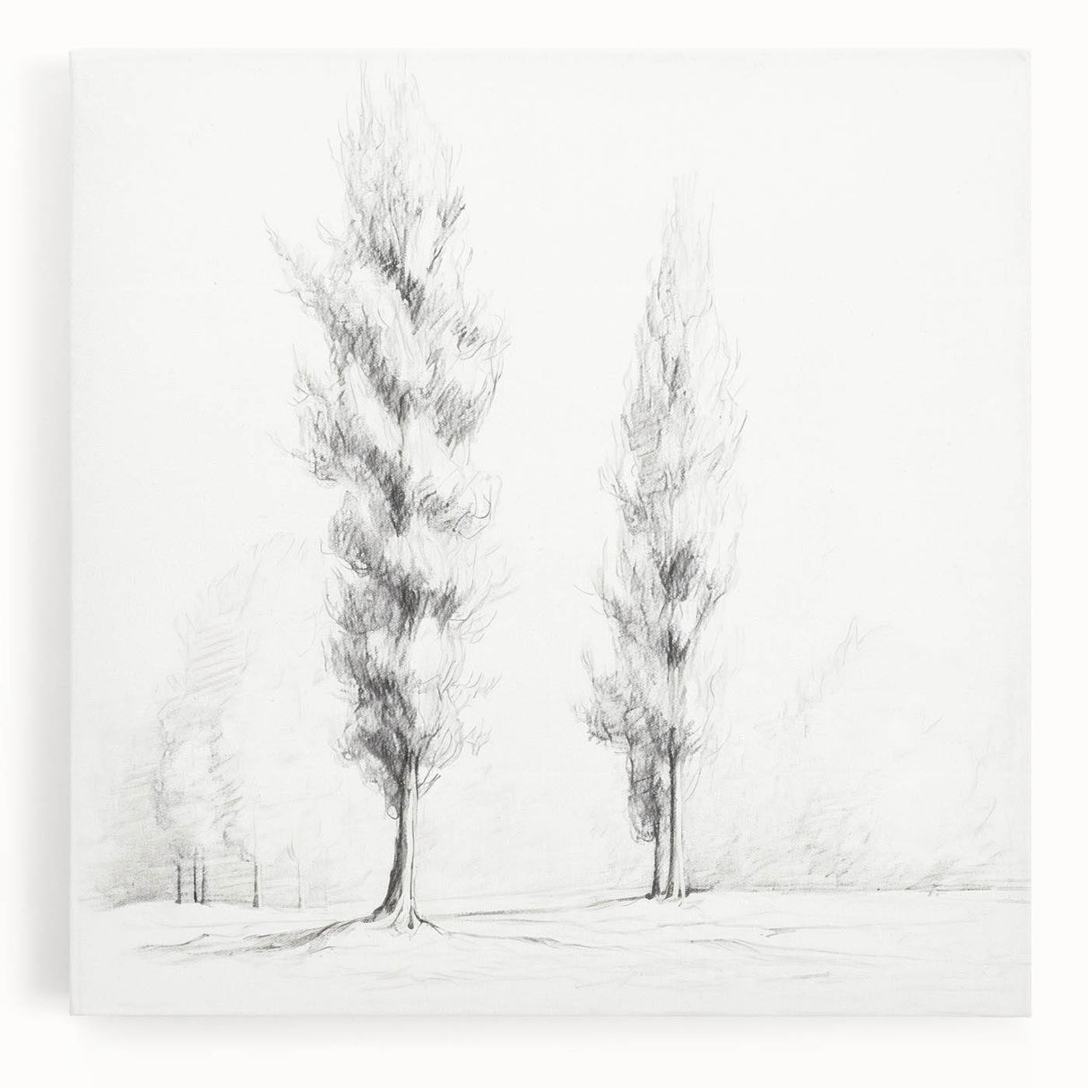 Vintage Sketch Landscape Art – Classic Monochrome Tree Print