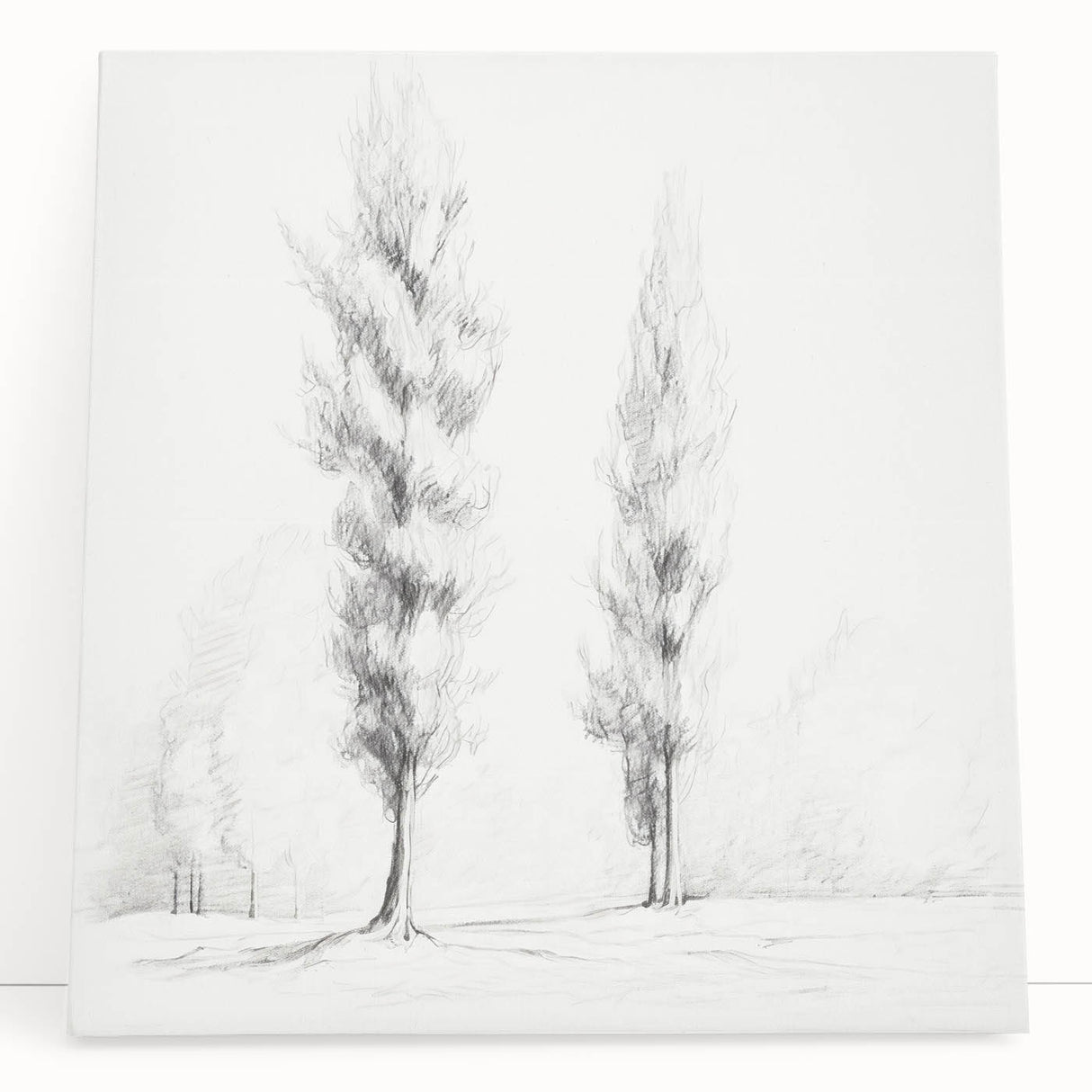 Vintage Sketch Landscape Art – Classic Monochrome Tree Print