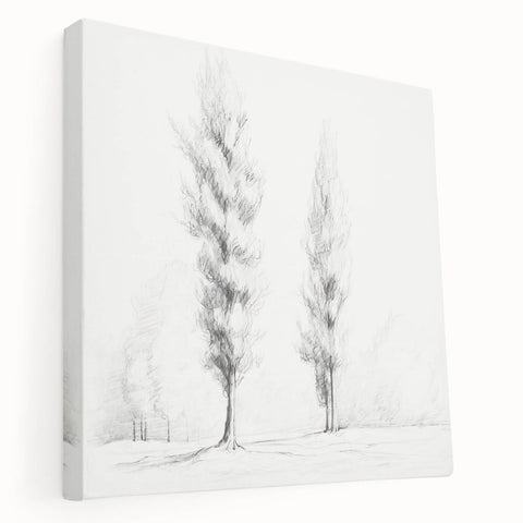 Vintage Sketch Landscape Art – Classic Monochrome Tree Print