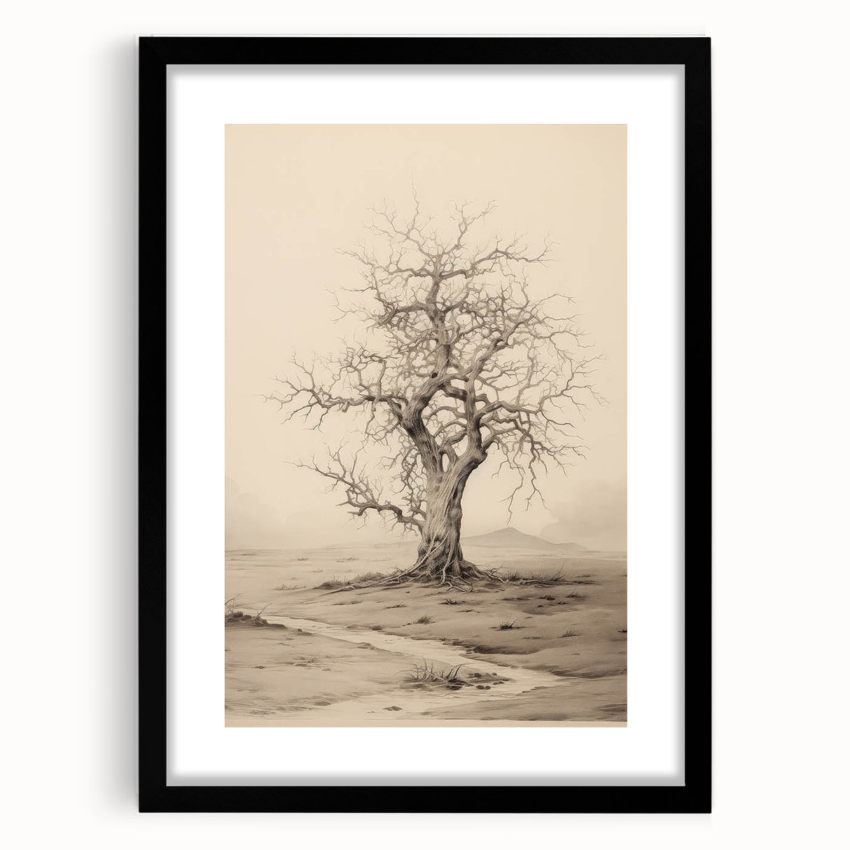 Vintage Tree Sketch Art – Classic Monochrome Nature Wall Print