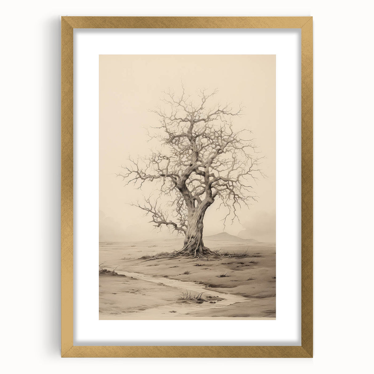 Vintage Tree Sketch Art – Classic Monochrome Nature Wall Print