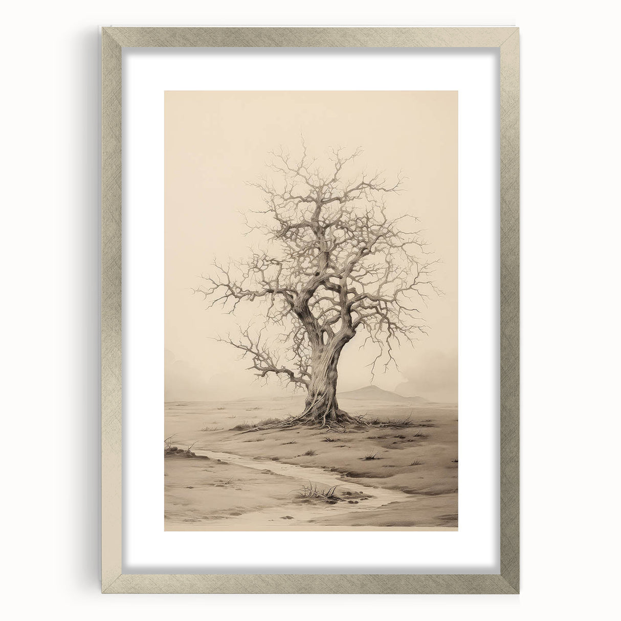 Vintage Tree Sketch Art – Classic Monochrome Nature Wall Print