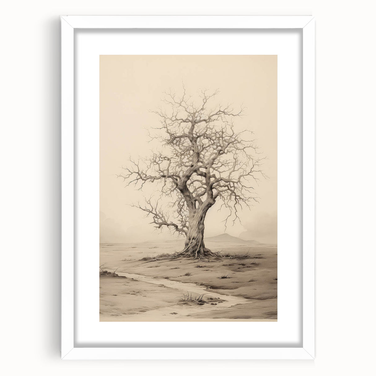 Vintage Tree Sketch Art – Classic Monochrome Nature Wall Print