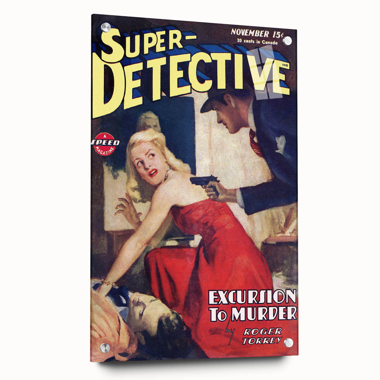 Vintage Magazine Cover Art - Super Detective Excursion to Murder
