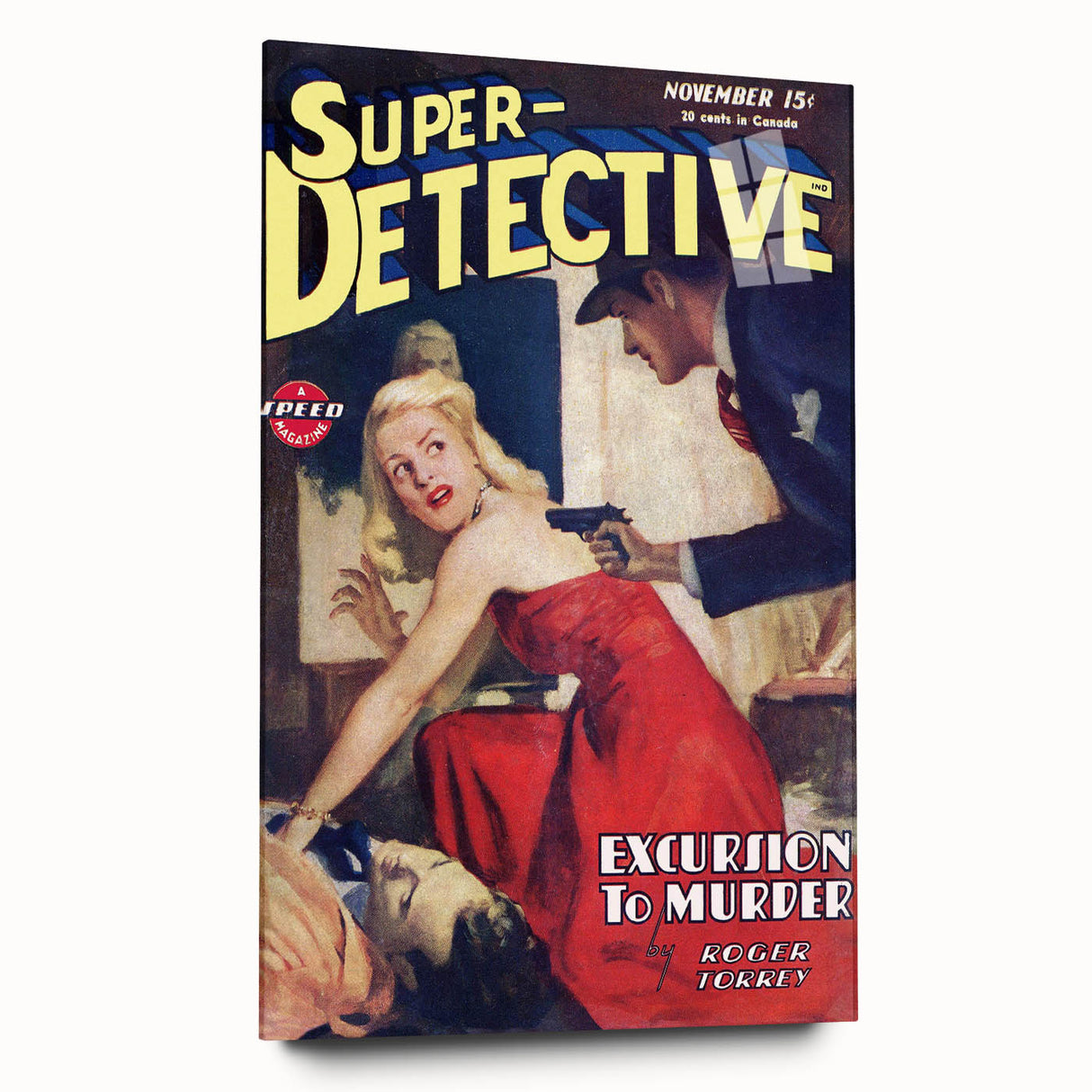 Vintage Magazine Cover Art - Super Detective Excursion to Murder