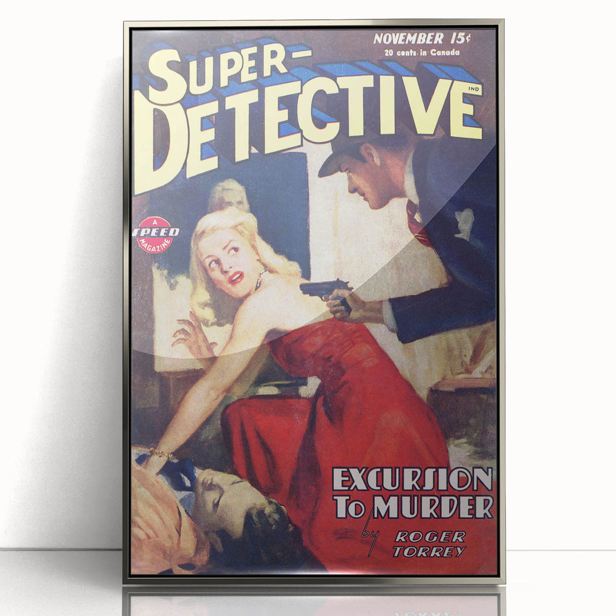 Vintage Magazine Cover Art - Super Detective Excursion to Murder