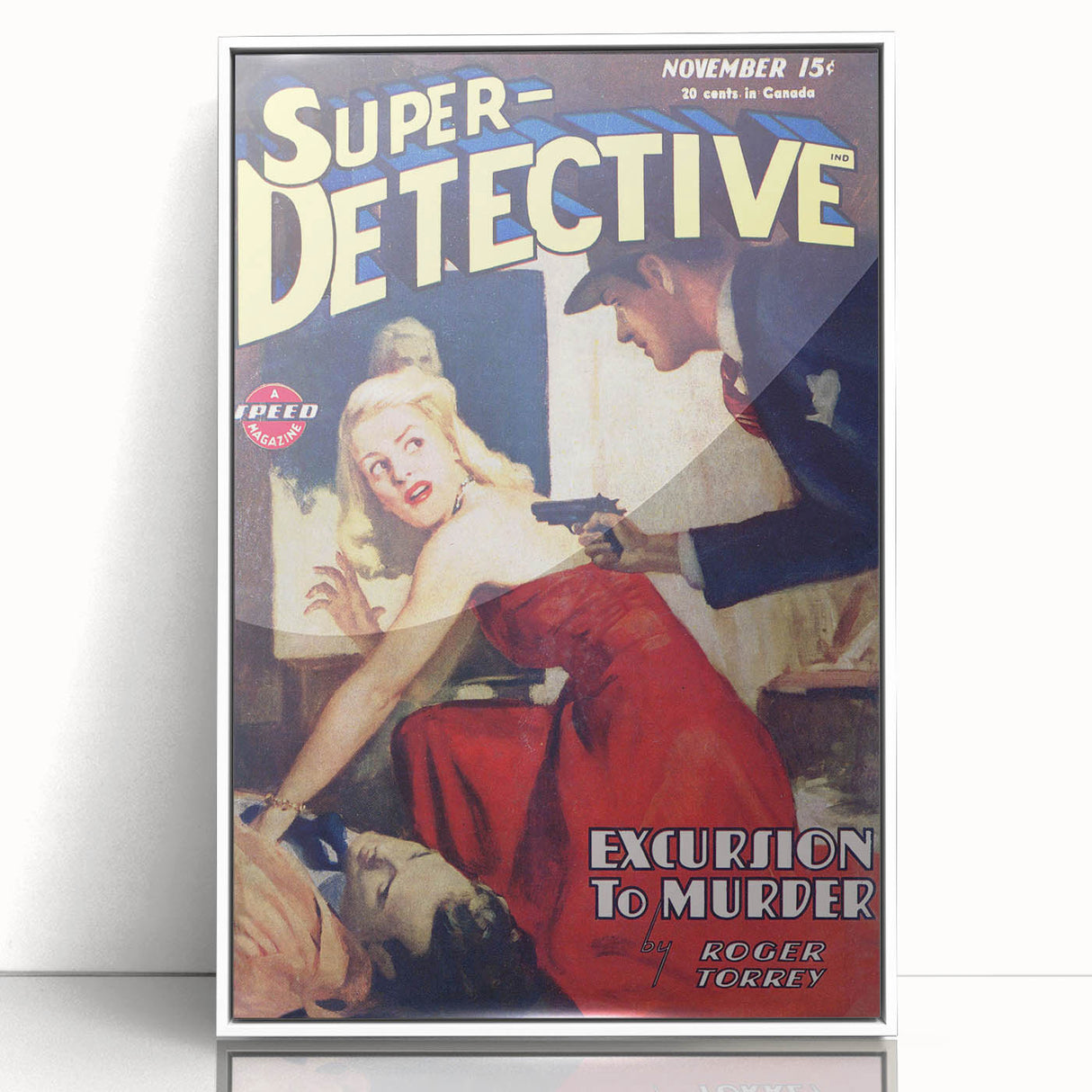 Vintage Magazine Cover Art - Super Detective Excursion to Murder