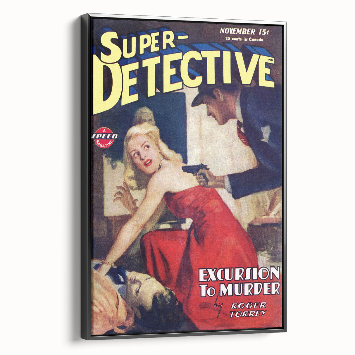 Vintage Magazine Cover Art - Super Detective Excursion to Murder