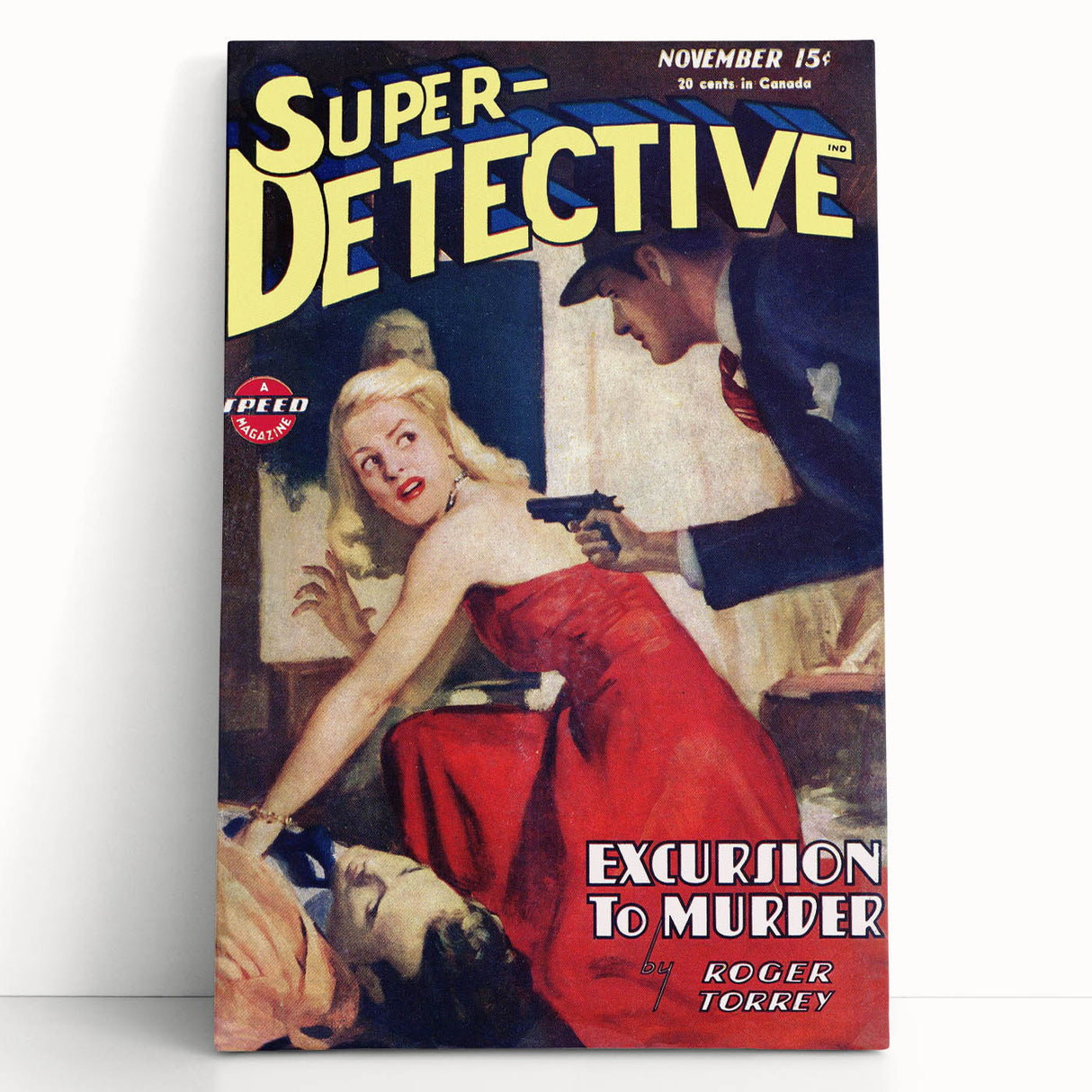 Vintage Magazine Cover Art - Super Detective Excursion to Murder